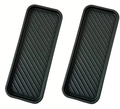 2Pcs Black Silicone Sink Tray Sponge Holder Drying Mat | 2pcs black silicone sink trays for sponges, soap and brushes, ideal for kitchen sinks, bathroom counters and quick drying.