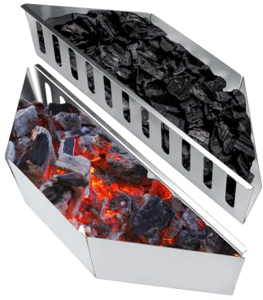 Taurion Silber Holzkohlekorb Edelstahl: BBQ Zubehör, Robust Grill Zubehör, Praktisch Kugelgrill 57cm,Kohleschale Grill für BBQ Outdoor und Haushalt