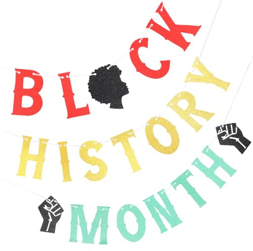 SHINEOFI Dekoratives Banner Satz aus Papier zum Black History Month mit Glitzereffekt für Festliche Partydekoration und Tischdekoration zu Hause