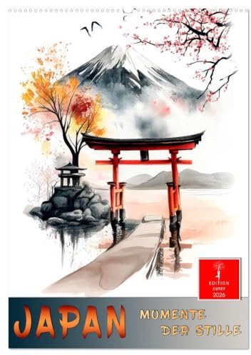 Japan - Momente der Stille (Wandkalender 2026 DIN A2 hoch), CALVENDO Monatskalender: Meisterwerke der japanischen Malerei und Kunst.