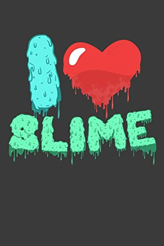 I Love Slime: 120 Seiten (6x9 Zoll) Punktraster Notizbuch für Glibber Freunde I Schleim Dot Grid Pünktchen Schreibheft I Slime Tagebuch Gepunktete Seiten I Glitch Notizheft Punktkariert