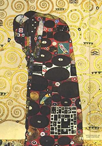 Notizbuch schön gestaltet mit Leseband - A5 Hardcover blanko - Gustav Klimt Umarmung - 100 Seiten 90g/m² - FSC Papier: Notebook A5 - Jugendstil - Journal gebunden - Wiener Secession