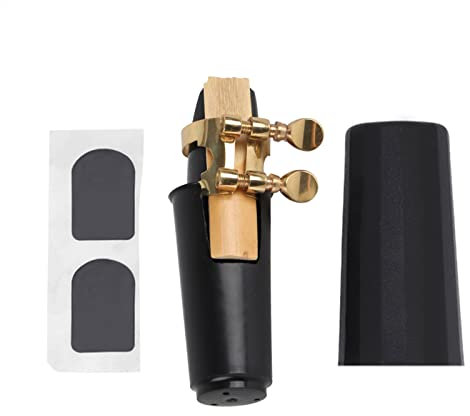 5 IN 1 Saxophon Mundstück Kit, ABS Mundstück mit Kappe & Metall Schnalle & Reed & Pads Musikinstrumente