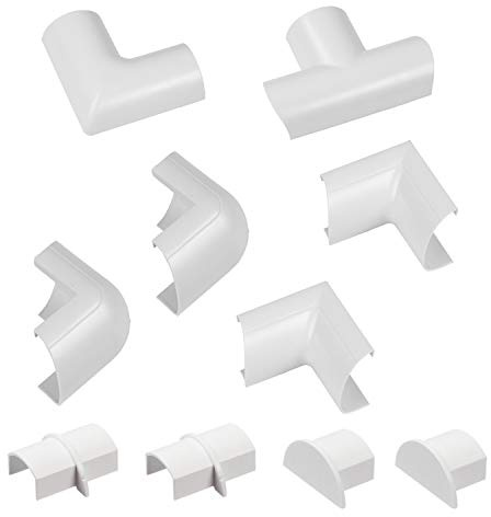 D-Line Mini Cable Raceway Clip-Over Accessories | Join Multiple Lengths of Mini Cord Cover | 11 Piece Electrical Raceway Accessory Multipack - White