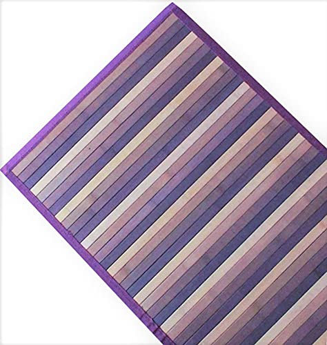 Tappeto Cucina Stuoia Passatoia Corsia Antiscivolo Bamboo Naturale Degradè ch (Viola Degradè, 55x140)