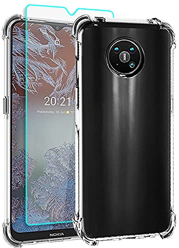 Cuoqing Nokia G10 Hülle, Nokia G20 Hülle mit HD Schutzfolie, Dünne Transparent Stoßfest Anti-Kratzer Silikon Crystal Handyhülle für Nokia G10/G20 (Transparent)