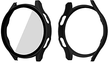 Brifu Schutzhülle kompatibel mit Schutzhülle aus Polycarbonat für Samsung Galaxy Watch Active 2 (40 mm), mit Displayschutz aus gehärtetem Glas, ultradünner Rundumschutz, Schwarz