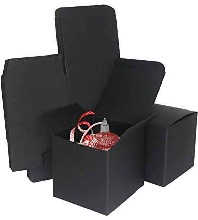 STRBOXONG Black Kraft Gift Boxes, 80x80x80mm Small Empty Gift Boxes with Lids for Presents, Sweet Favour Boxes for Parties, Weddings or Birthday(Pack of 10)
