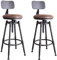 Fsxht Lot de 2 chaises de bar - Style rétro industriel - Hauteur réglable - Avec dossier - Pivotant à 360° - Charge maximale : 200 kg