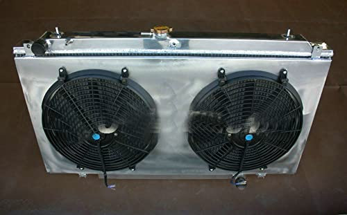 FSMOTO Radiador de aluminio + cubierta + ventiladores para Nis-san Patrol GU Y61 TB45E 4.5L 6 Cyl gasolina manual 1997-ON