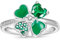 GNOCE Patricks Day irische vierblättrige Kleeblatt Kleeblatt Ringe für Frauen Herz 925 Sterling Silber Prom Mode grün Liebe Diamant Kristall Smaragd Schmuck (Silver 9)