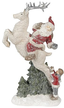 Clayre & Eef Figur Weihnachtsmann 33 cm Rot Weiß Polyresin Weihnachtsfiguren