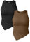 OQQ Damen 2-teiliges Tank-Top gerüscht Rundhalsausschnitt ärmellos Basic Stretch Tops Schwarz Kaffee