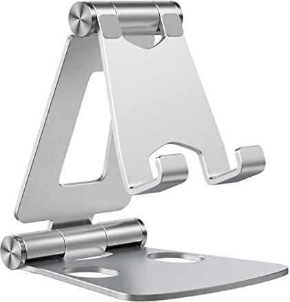 WIMAHA Support Téléphone Portable Multi-Angles Réglable en Alliage d’Aluminium,Portable Support Smartphone de Table,Support Téléphone Dock, Ajustable Universel Aluminium Support Téléphone Bureau