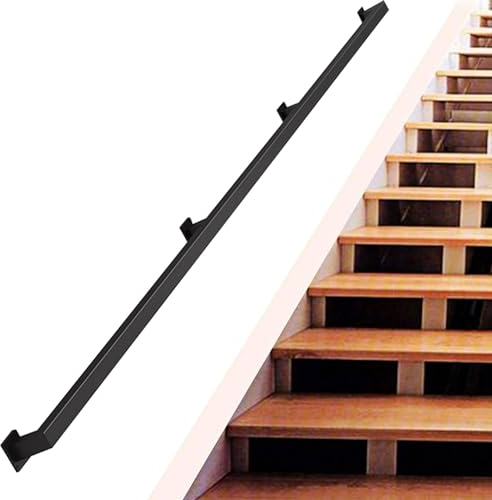 Handlauf für Innentreppen, Wandmontage, Treppenhandläufe, Geländer aus Metall, Schmiedeeisen, rutschfester Haltegriff, Handlauf für Dachboden, Veranda, Deck, Schwarz (Size : 90cm)