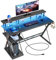 SEVEN WARRIOR Bureau Gaming 100cm LED RGB avec Rangement - Bureau Gamer Ergonomique avec Station de Charge (2AC/2USB), Plateau Réglable et Support PC - Idéal pour Ados，Noir
