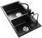 HASMI Waschbecken Schwarzes Doppelwaschbecken aus Granit, Küchenspüle, Doppelwaschbecken, Tank, Küche, Haushalt, Geschirrspülbecken, Bühne und Off-Bühne Kitchen Sink Waschbecken(Size:A)
