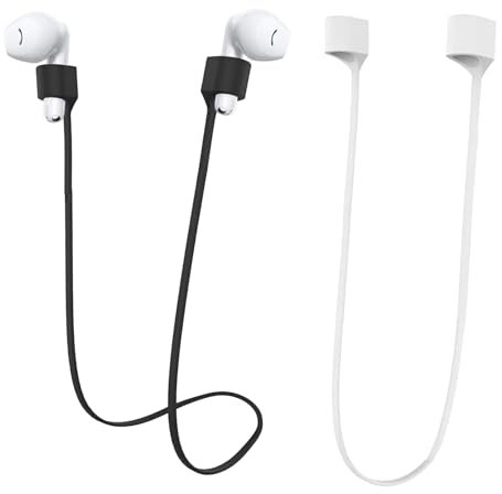 2 Stück 55cm Strap Kompatibel mit AirPods 1/2/3/ mit Airpods pro Anti Verlust Bänder für AirPods aus Geschmeidigem Silikon Perfekt um Sich die Kopfhörer um den Hals Zuhängen (Nicht magnetisch)
