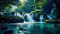 adrium Holz-Bild 50 x 30 cm: Wasserfall im Wald. Schönheit in der Natur. Generative KI (207908254)