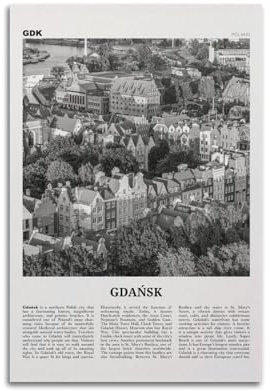 Danziger Druck, Schwarz-Weiß, Danziger Wandkunst, Danziger Poster, Danziger Foto, Danziger Wanddekoration, Danzig, Polen, Zwergspitz-Poster, Promi-dekorative Gemälde, ungerahmt, 60 x 90 cm