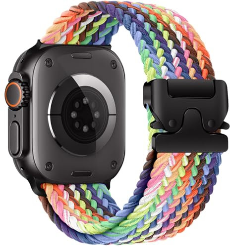 Geflochtenes Armbänder für Apple Watch Ultra/2 Armband 49mm 46mm 40mm 44mm 45mm 41mm 42mm 38mm,Elastisches Nylon Strap Fallschirmverschluss Band für Apple Watch 10 iWatch 9 8 7 6 5 4 3 SE/2 Apfelband