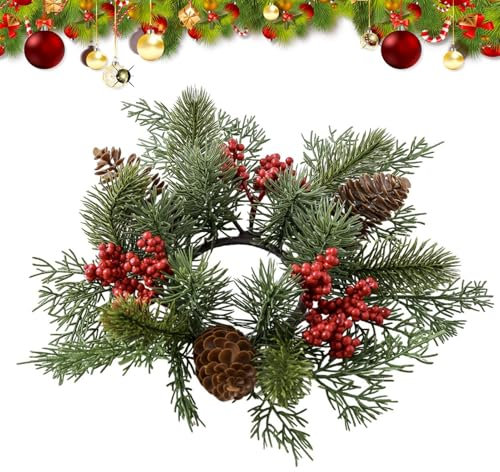 Tyinerc Weihnachtskerzen-Kränze, Weihnachtskerzenringe | Künstlicher, Tischdeko, Kerzenringe - Kerzenring, Kerzenring, Kerzenständer, Kerzensäule, Deko