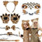 Moiuguli Leoparden Kostüm Set, 6 Stück Leoparden Kostüm Damen Kinder, Leoparden Ohren Haarreif, Leopard Tattoo Gesicht, Leopard Schwanz, Fliege, Handschuhe, Leopard Nase, für Fasching,Karneval,Party