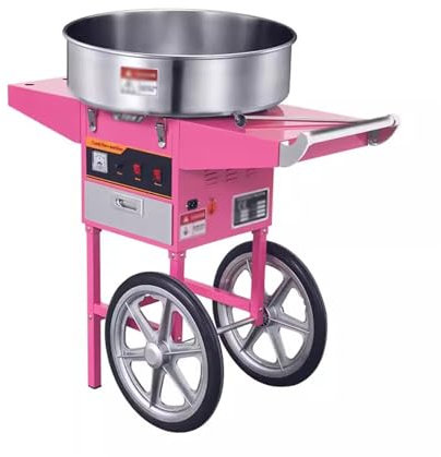 WANGHAI-666 Cotton Candy Makers Electric Cotton Candy Machine with Cart 1000W Commercial Floss Maker with Stainless Steel Bowl Scoop and Drawer Candy Floss Maker