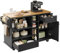 Jaxenor Rolling Kitchen Island on Wheels with Adjustable Shelves, Kitchen Trolley with Light Brown Wooden Worktop, Storage Trolley with 2 Drawers for Home Kitchens, Black