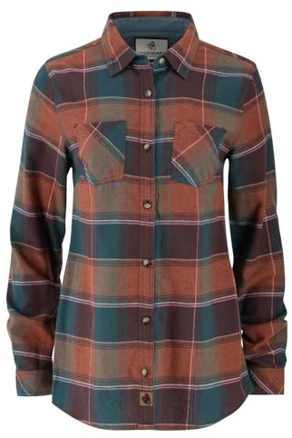 Legendary Whitetails Women’s Long Sleeve Plaid Flannel Button Up Shirt 100% Cotton, Autumn Lake Plaid, S