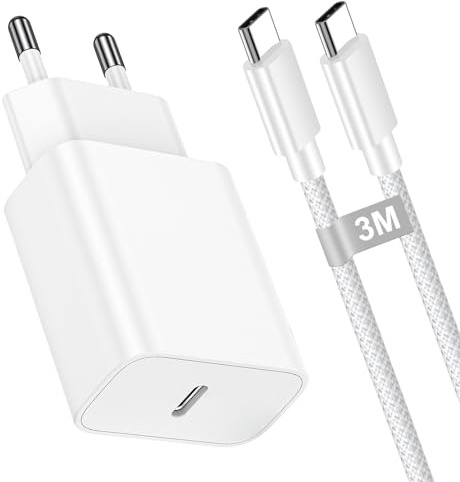 30W iPhone Ladegerät USB C Schnellladegerät für Phone 17 Air/16 15 iPad MacBook/Pro/Pro Max/Plus,PD USB C Ladegerät Netzteil Type C Power Adapter Stecker mit 3m usbc auf usbc Kabel schnellladekabel
