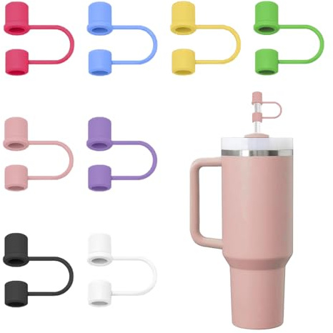 SYEYCW 8 Pcs Silicone Straw Toppers, 10mm Diameter Straw Cap Covers, Dust Proof and Leak Proof, Multicolor Reusable Cup Accessories, Ideal for Water Bottle, Tumblers