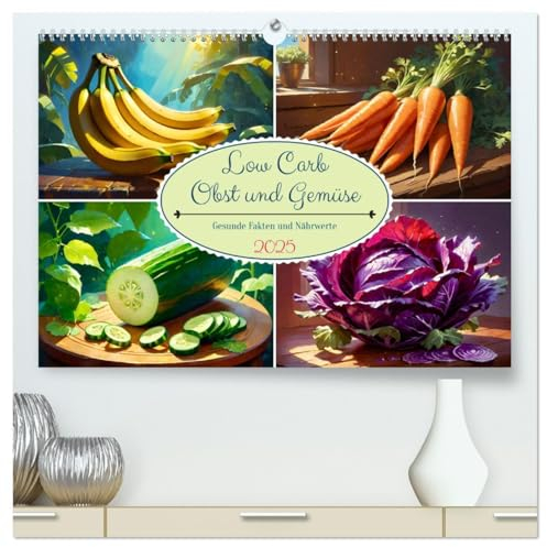 Low Carb Obst und Gemüse (hochwertiger Premium Wandkalender 2025 DIN A2 quer), Kunstdruck in Hochglanz: Dieser Kalender macht Appetit auf gesundes Essen! (CALVENDO Gesundheit)