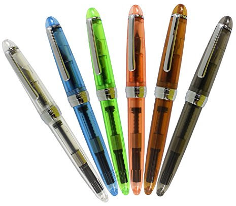 Xiaoyu 6PCS Transparent Jinhao 992 Iridium Fountain Pen in 6 Colors, Transparent, Blue, Green, Grey, Brown, Orange