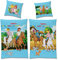 Bibi und Tina Kinder Wende-Bettwäsche mit Katze Minky 135x200 cm + 80x80 cm 100% Baumwolle Linon Bibi Blocksberg Tina Martin Pferde-Bettwäsche Sabrina Amadeus Deutsche Größe Reißverschluss 026