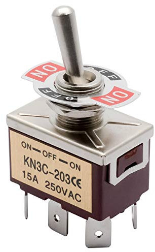 Interruptor de palanca - 5PCS Interruptor de palanca 15A 250VAC 6 pines 3 posiciones Interruptor basculante DPDT para una variedad de aplicaciones de montaje en panel (DPDT de encendido-apagado)