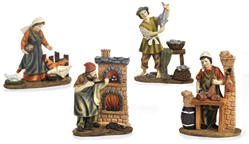 Articoli Religiosi by Paben Set mit 4 Figuren, Krippenfiguren, aus Kunstharz, 15 cm