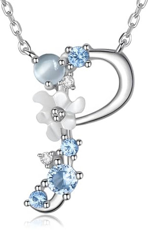 VIKI LYNN Damen Initiale Halskette Buchstabe P Alphabet Anhänger Schmuck 925 Sterling Silber und Zirkonia Anfangsbuchstaben Personalisierte Geschenke für Mädchen Frauen