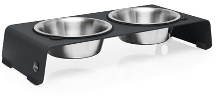 Jaska ARC Hundebar erhöhter Futternapf Futterstation aus Edelstahl und Stahl (Grau, S)