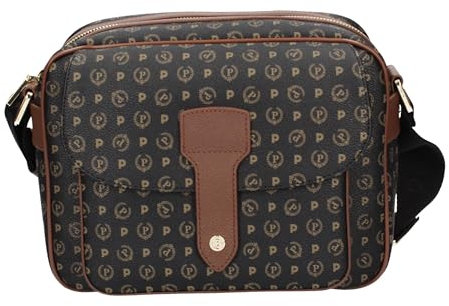 Pollini Borsa a tracolla Heritage Donna Pvc + Pelle Vit. (Nero/Marrone)