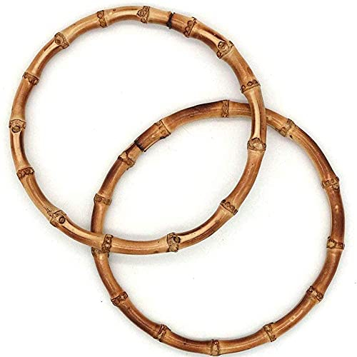 POFET 2PCS Runde 6 '' Durchmesser Bambus Geldbörse Handtaschengriffe für handgefertigte Handtaschen DIY Taschen Zubehör (6 Zoll)