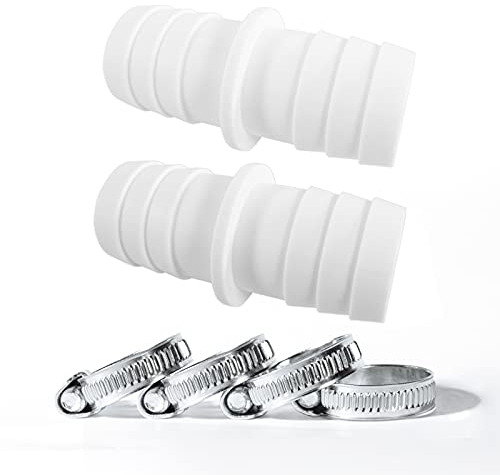 2X Schlauchverbinder Schlauchtülle Ø 32 mm für Pool + 4 Universal Edelstahl Schlauchschellen, 1 1/4 Zoll Norma Pool-Schlauchadapter - Doppelschlauchtülle