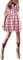 FANCYINN Robe Chemise Vichy pour Femme à Manches Longues Tops boutonnés Tunique décontractée Mini-Robe à Carreaux Rouge et Blanc et Gris L