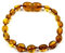 Bracelet/Cheville en Ambre de la Baltique Naturel - Perles d'Ambre Véritable Faites à la Main - Nouées Entre Perles 14cm(Cognac)