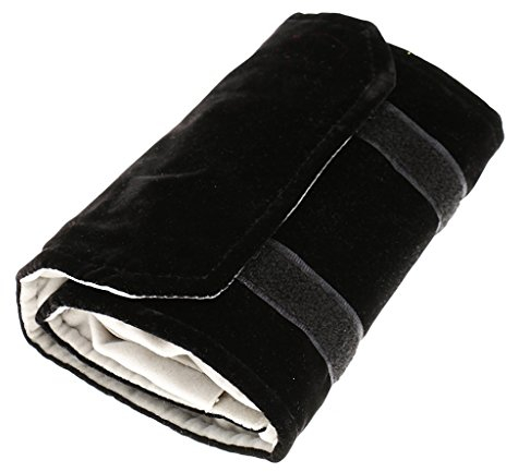 Wobekuy Rotolo di Gioielli Borsa di Gioielli, Fatta di Flanella, per, per conservare Gioielli Quando Si Viaggia - Nero, Grigio, Piccolo