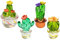 QIANSHENG 4 STÜCKE Handgefertigte mundgeblasene Glaskunst Kaktus Niedliche Kristall Miniatur Kaktusfiguren Home Office Schreibtisch Tabletop Simulation Pflanzen Dekorationen Auto Innen Ornamente