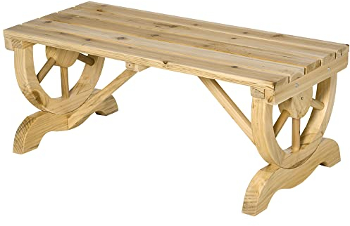 Outsunny Gartenbank Holz Wetterfest Sitzbank Gartenmöbel Rustikale Bank Natur 98 x 50 x 39,5 cm