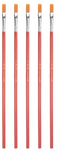sourcing map Paint Brushes Flat Edge 0.24 Width 0.04 Thick Nylon Bristle with Wood Handle for Painting Applying Adhesive 5Pcs