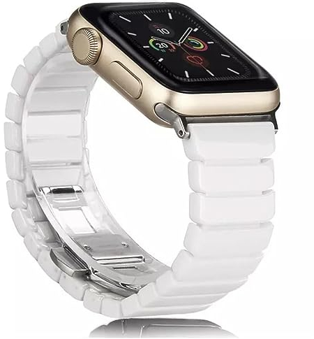 The 5 Shop Keramik Armband kompatibel mit Apple Watch Series 9 8 7 6, ULTRA 49mm, SE Edelstahl Metall Ersatz Armbänder Damen Herren Uhrenband 38/40/41/42/44/45mm kompatibel mit iWatch (38/40/41mm)