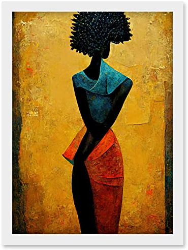 Doppelganger33 LTD Abstract Oil African Woman Artwork Framed Wall Art Print A4